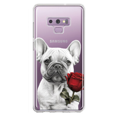 For Samsung Galaxy Note 9 Shockproof Hybrid Case, French Bulldog Red Rose