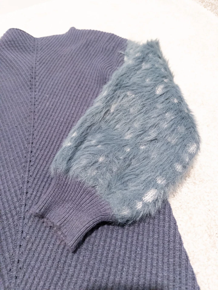 Suéter Mujer Pequeño Color Bloque Tejido Longitud Media Mystree Manga Larga Pullover Foto 3 de 4