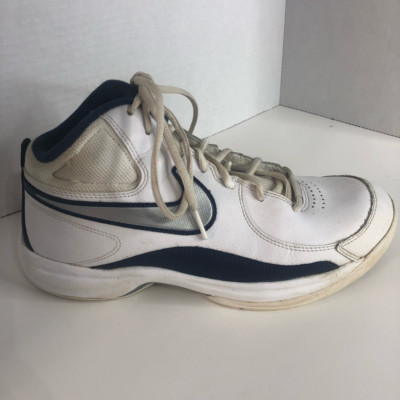 Nike Mens The Overplay VII Basketball Shoes White Navy 511372-102 Mid Top 7.5M