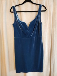 blue velvet cocktail dress