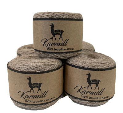 Alpaca Wool 100% Superfine Alpaca Sport Weight  Lot of 5 Skeins Light Brown 207