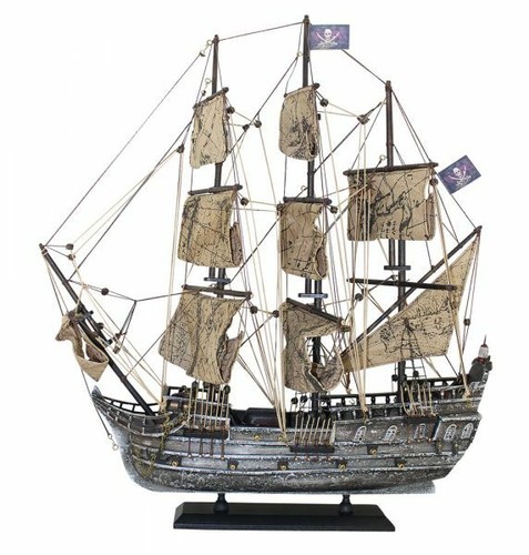 VELIERO dei PIRATI in LEGNO Lft. 52 Cm. ARREDO MARINO COLLEZIONE NAVALE GALEONE - Foto 2 di 9