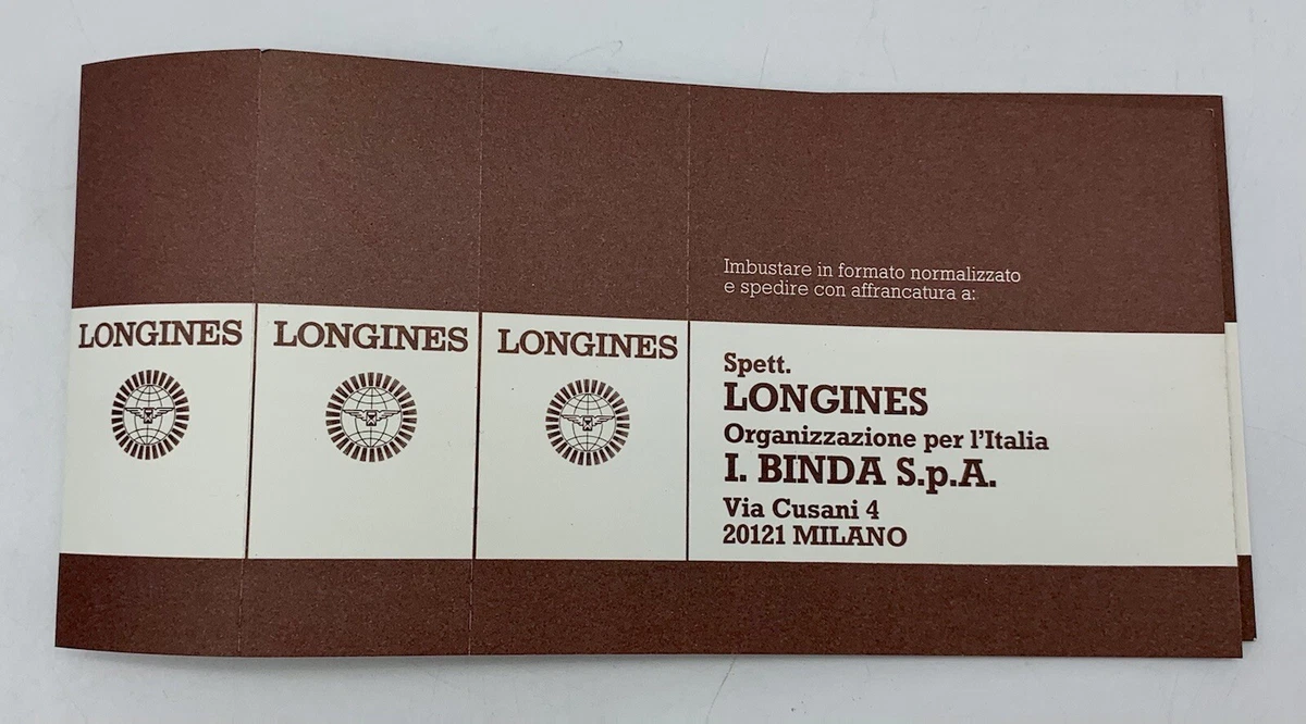 Libreto vintage sin completar certificado de garantía Longines años 80'