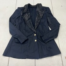 Weissman Black Sequin Collar 2-Button Padded Shoulder Blazer Adult Size XXL