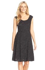 Adrianna Papell Embroidered Chiffon Fit & Flare Dress (size 8)