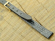 Accutron Vintage NOS Unused 8mm Black Lizard Grain w Gold Tone Buckle Watch Band