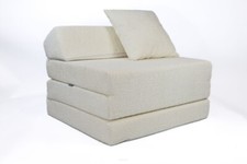 Teddy-Stoff Schlafsofa Klappmatratze mit Kopfteil und Kissen viele Farben