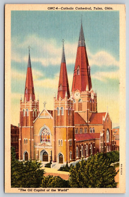 Vintage Postcard, Tulsa Oklahoma, Catholic Cathedral