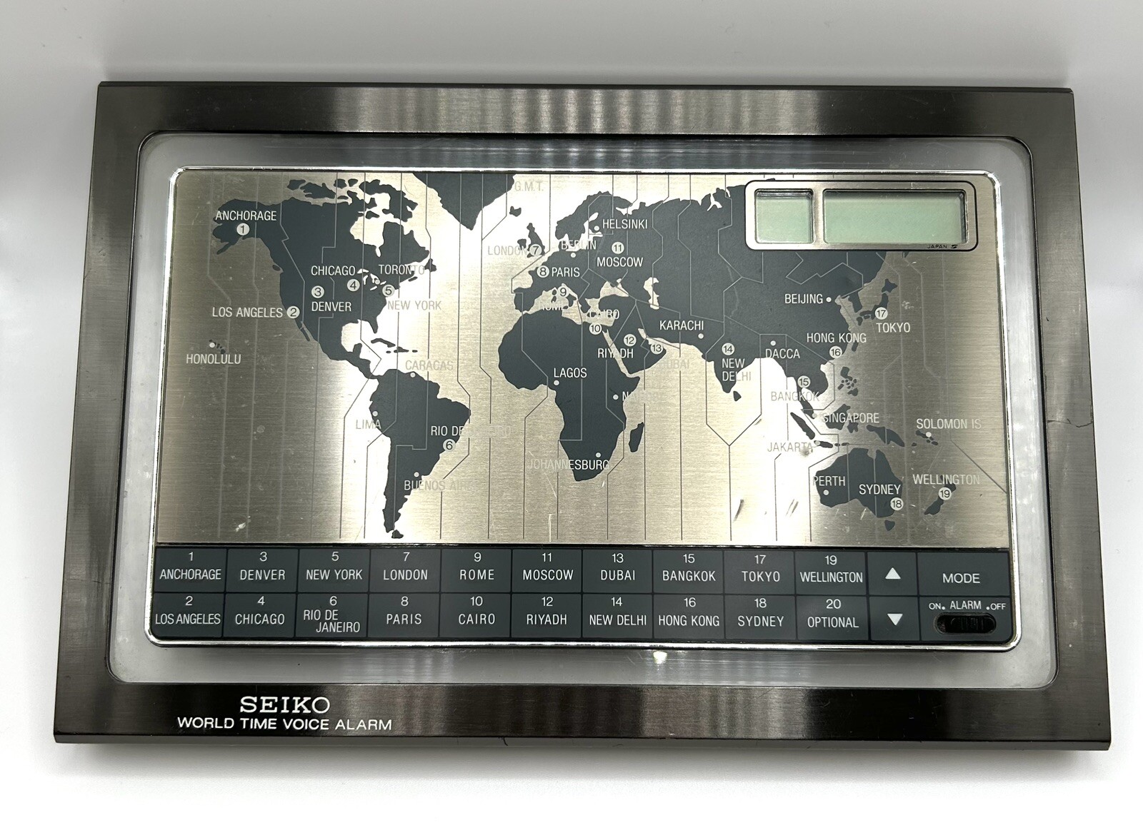 SEIKO World Time Voice Alarm Touch Sensor Digital Desk Clock 20 Countries Vtg