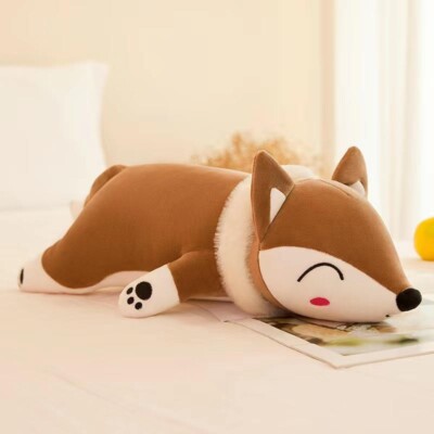 Stuffed Animals Hugging Pillow Brown Fox with ''I Love You'' Quote on Collar 20''