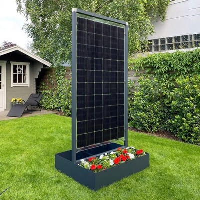 FeuerAnker  Solarblumenkübel Sichtschutz 370Wp Bifazial PV-Modul Solar Garten