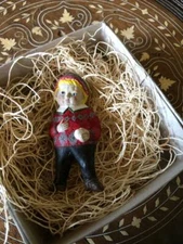 New 3D Dresden Paper Boy w Snowball & Argyle Sweater Christmas Tree Ornament