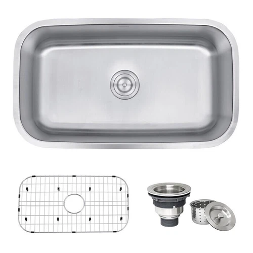 Ruvati 32-inch Undermount 16 Gauge Single Bowl Kitchen Sink- RVM4200 (116558)