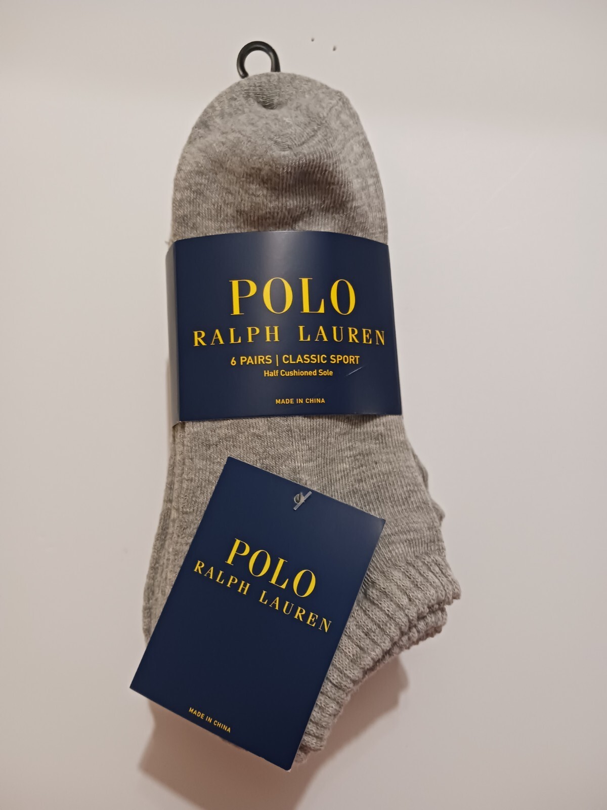 SAOLA NUOVE CALZE RALPH LAUREN UOMO 6 PAIA GRIGIE CLASSICHE SPORTIVE SUOLA MEZZA AMMORTIZZATA