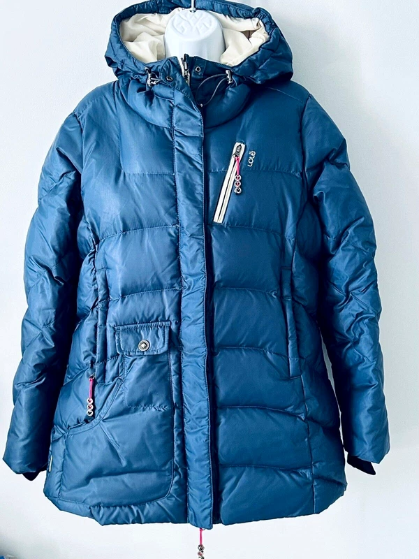 lole full zip up hooded down puffer coat jacket