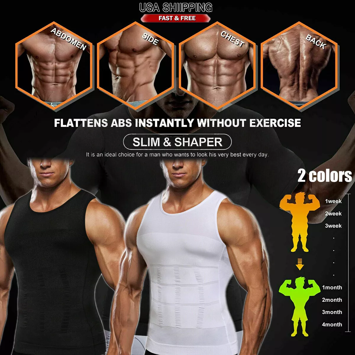 Men Compression Shirt Sleeveless Body Shaper Base Layer Slimming Tank Tops  Vests