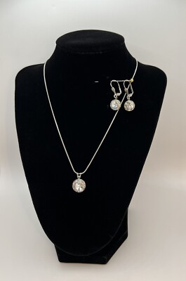 Demi Parure Austrian Clear Crystals Necklace And Earring Set New Without Tags