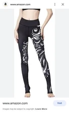 New Without Tag Unbranded Womens BLACK GRAPHIC ANGEL WINGS STRETCH LEGGINGS XL