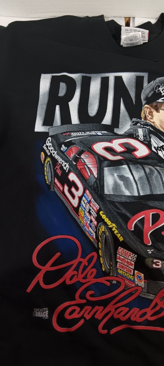 Vintage NASCAR Dale Earnhardt Run Hard Stop Fast Single Stitch t-shirt Sz L View 6