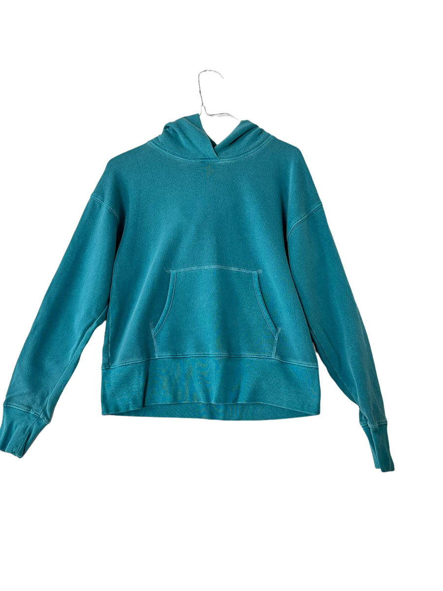 J CREW Womens Sweatshirt Teal Blue Pullover Hoodie Long Sleeve Size Small