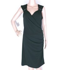 MICHAEL Michael Kors Women Dress Wrap Polyester Knee Length V-neck Black Size M