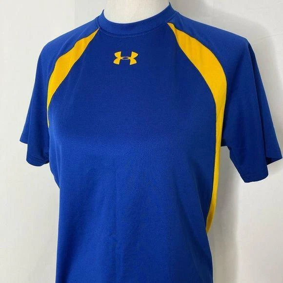 Мальчика маленький спортивная рубашка под Armour синий и желтый тепла Gear свободного кроя - Изображение 3 из 4