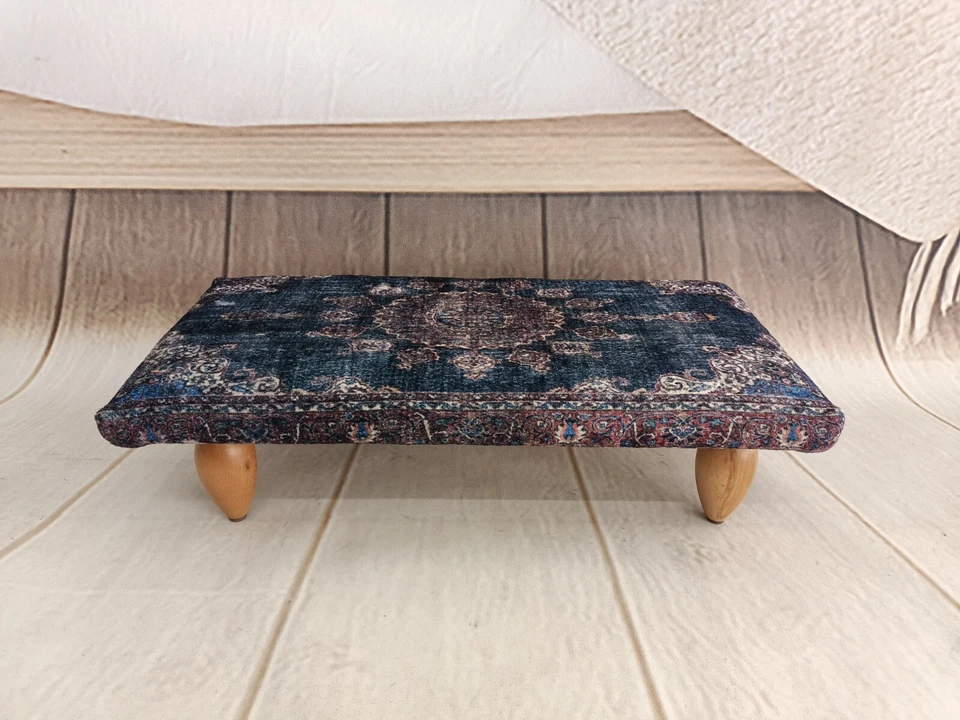 Taburete pequeño Reposapiés tapizado Banco con cojín Taburete de descanso Banco de pies Foto 2 de 4