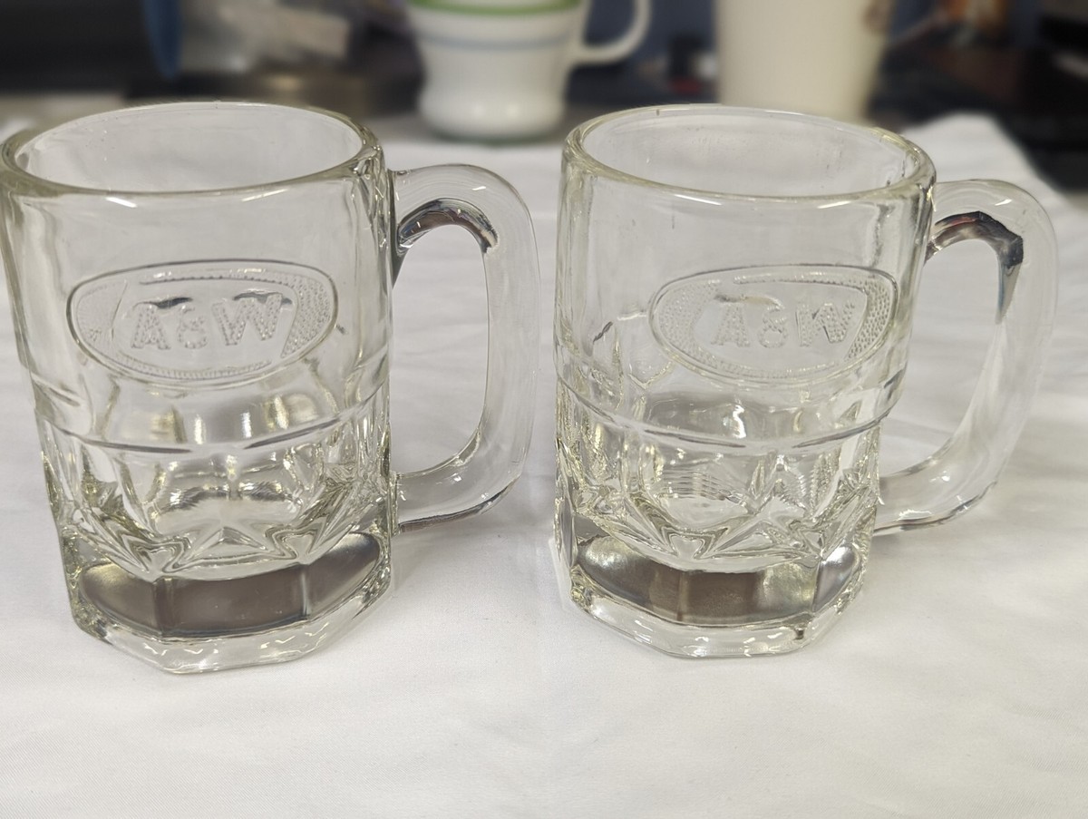 Vintage A&W Root Beer Mugs - Pair of Mugs Embossed Lettering Small | eBay