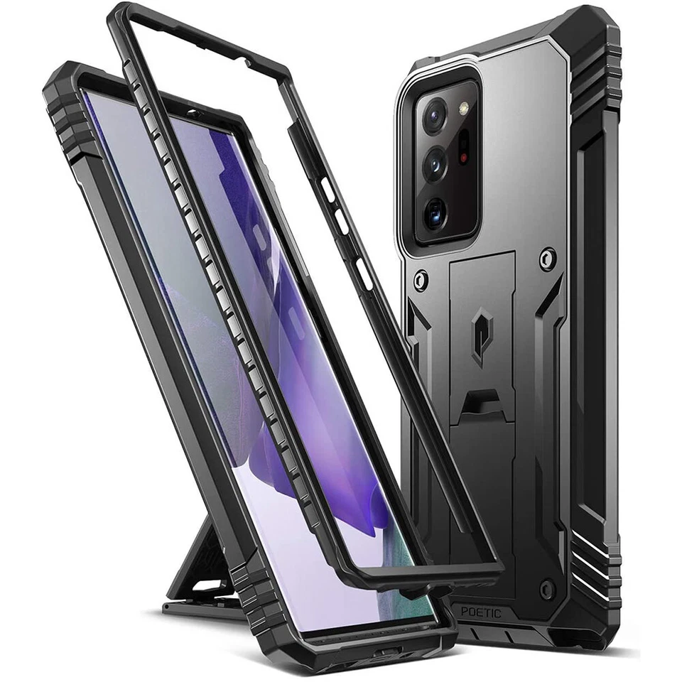 Funda protectora a prueba de golpes para teléfono Galaxy Note 20 Ultra con soporte negra Foto 2 de 4