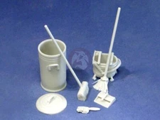Resicast 1/35 Cleaning Materials (Broom Bin Dust Pan Mop Cart Hand Brush) 352389