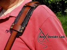 Wide brown burnt Leather Steampunk Guitar Strap Custom Acoustic Electric