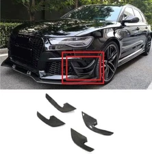Carbon Fiber Front Bumper Splitter Canards Fins Lips For Audi A6 RS6 RS7 2012-17