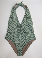 New 2021 Acacia Nova Full Piece Swimsuit Crossed Straps V-Neck in Savanna M