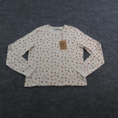 Toad&Co Shirt Womens M Beige Foothill LS Crew II Tulip Print Waffle NWT