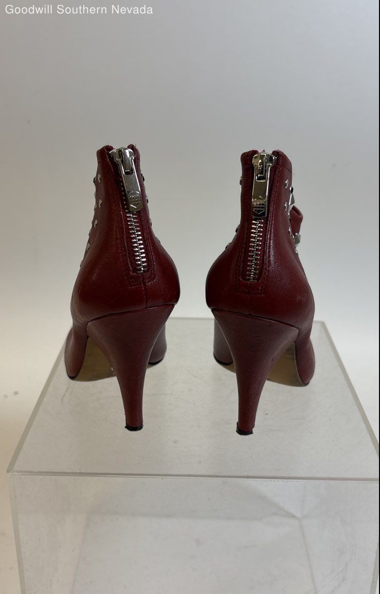 Vince Camuto Annan Peep Toe Studded Booties Women's Persian Red Leather - Size 7 View 2