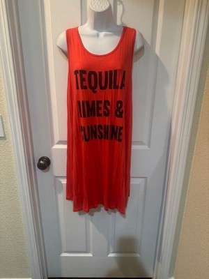 KITSCHY FUN TEQUILA LIMES & SUNSHINE T SHIRT DRESS - ONE SIZE FITS ALL