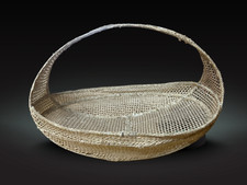 Vintage Woven Rattan Basket with handle SMALL