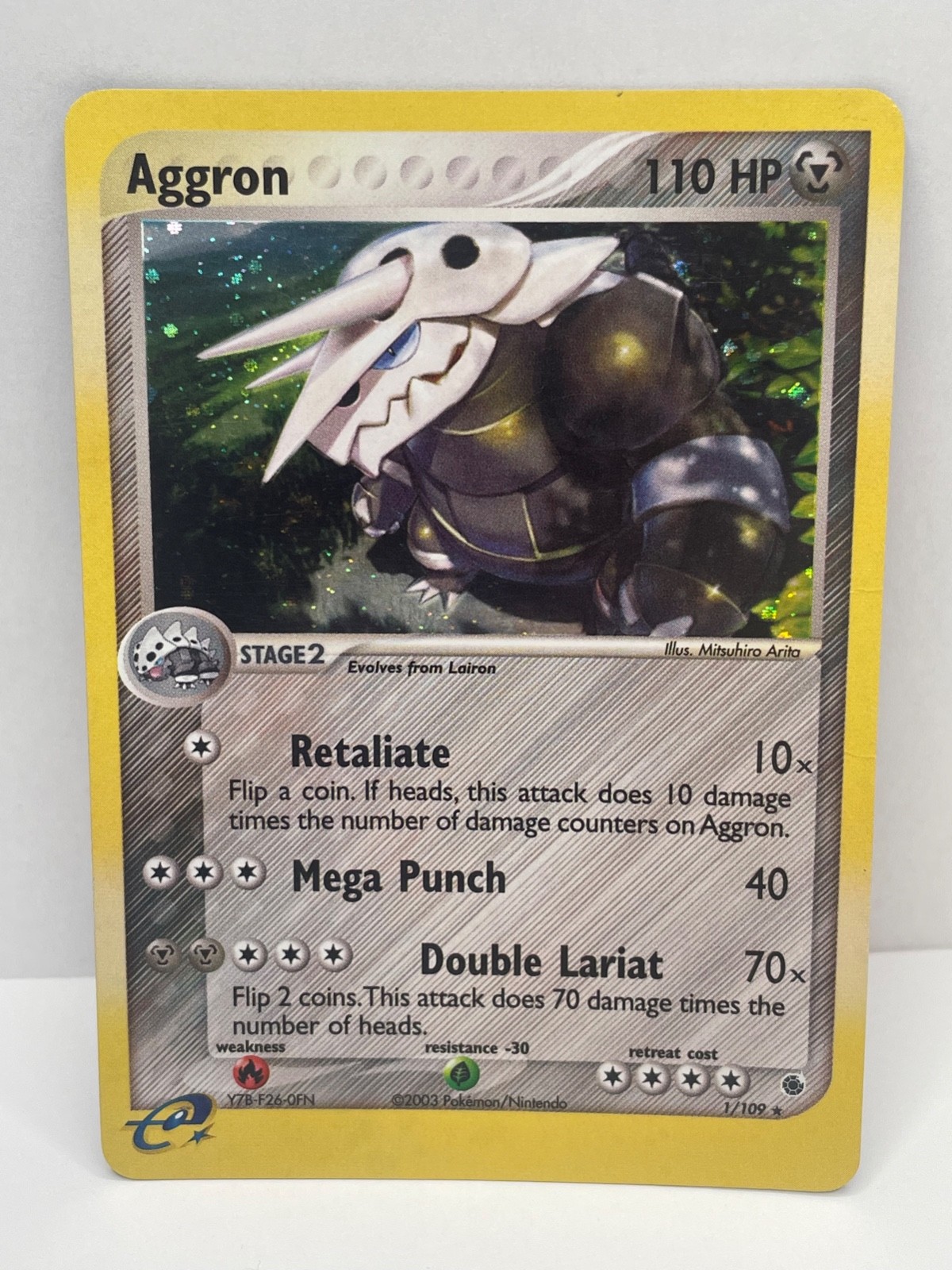 Pokemon TCG Aggron EX Ruby & Sapphire Holo Rare 1/109 Moderately Played