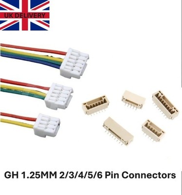 GH 1,25 mm Schloss Stecker 2/3/4/5/6 Pin Buchsen Draht Stecker & Buchse 10 cm Kabel UK