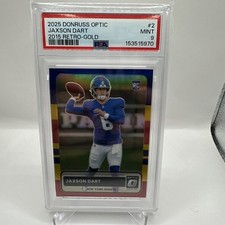 2025 Donruss Optic Jaxson Dart 2015 Retro-Gold Rookie PSA 9