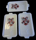 3 Vintage Anchor Hocking Fire King Primrose Milk Glass Snack Plates 1960-1962
