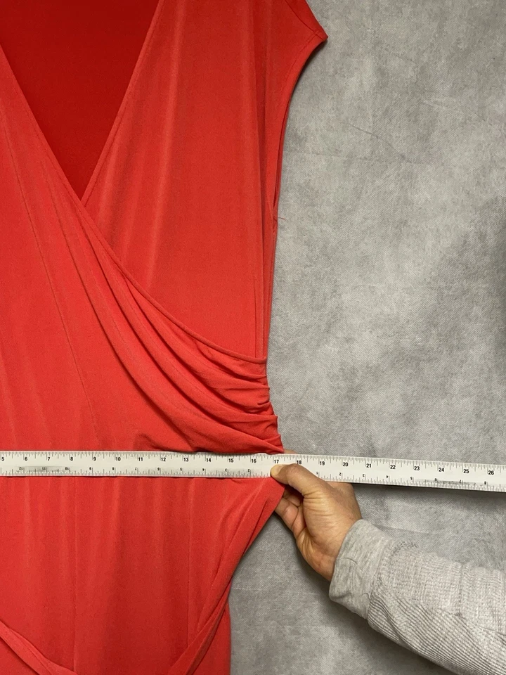 Mono Ralph Lauren Mujer XXL Coral Pierna Ancha Cinturón Envoltura Sobrepelliz Mangas Gorra Foto 3 de 4