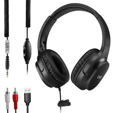 18 FT Long Cord OverEar Wired TV Headphones 5.5m 3.5mm AUX USB RCA Senior