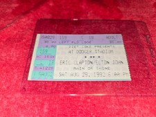 VINTAGE CONCERT TICKET STUB FOR ERIC CLAPTON & ELTON JOHN AUG 29 1992 DODGER STA