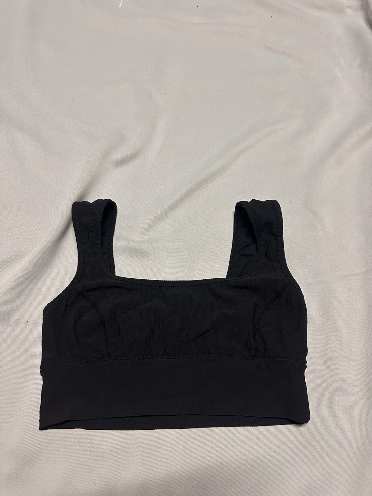 FP Movement Free People Women’s Black Ribbed Square Neck Sports Bra Crop Medium