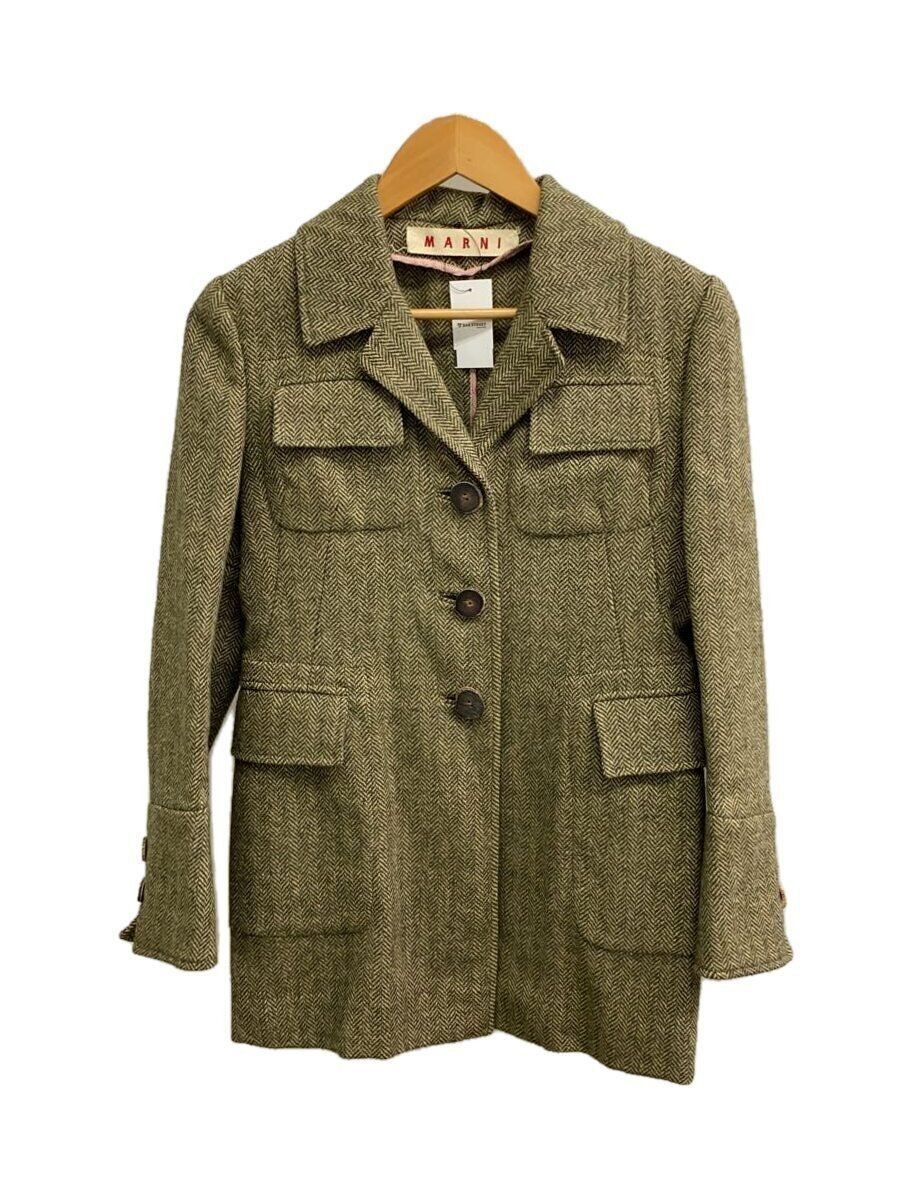 MARNI altra giacca 40 lana verde tinta unita usata