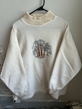 Classic Pooh Vintage Adult XL Fleece Cream Sweatshirt With Embroidered Graphics