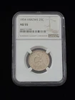 1854 Arrows Seated Liberty Quarter NGC Graded AU 55 #4466719-008