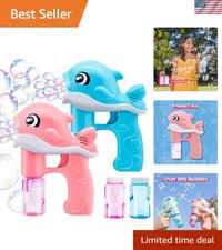 Kids Love This 2 Bubble Gun Set - Whale Blower with 4 Solutions  LED Lights
