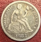 1883 Liberty Seated Dime. Free Shipping